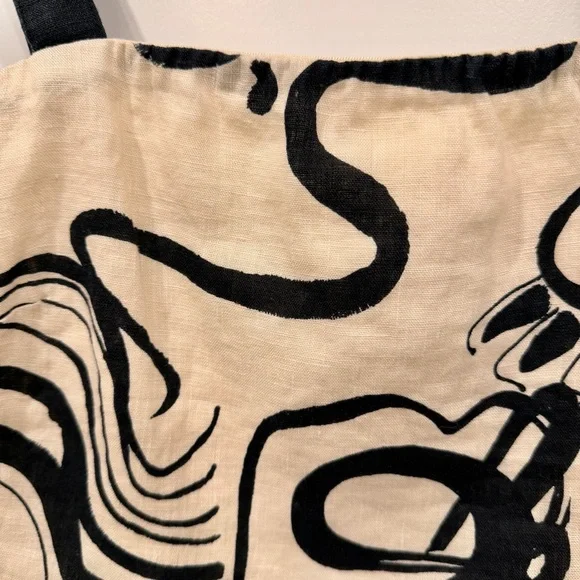 NWT Magaschoni Abstract Cream and Black Crop Top 100% linen SMALL - Picture 5 of 9